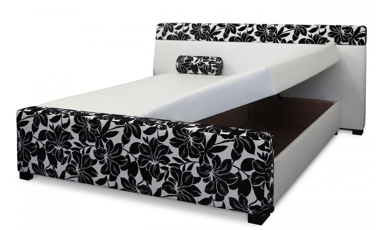Moderná čierno biela čalúnená manželská posteľ Elisa II